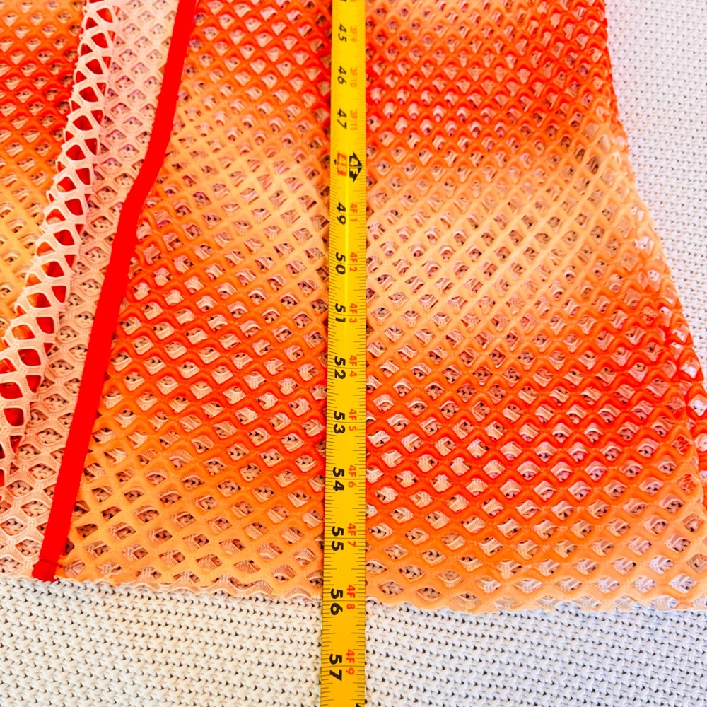 AKIRA Orange & Yellow Open Mesh Swim Coverup Long Maxi Dress w Hood Hooded Robe - Picture 14 of 16